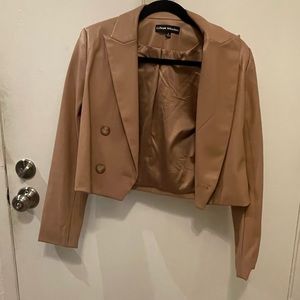 Tan leather jacket blazer